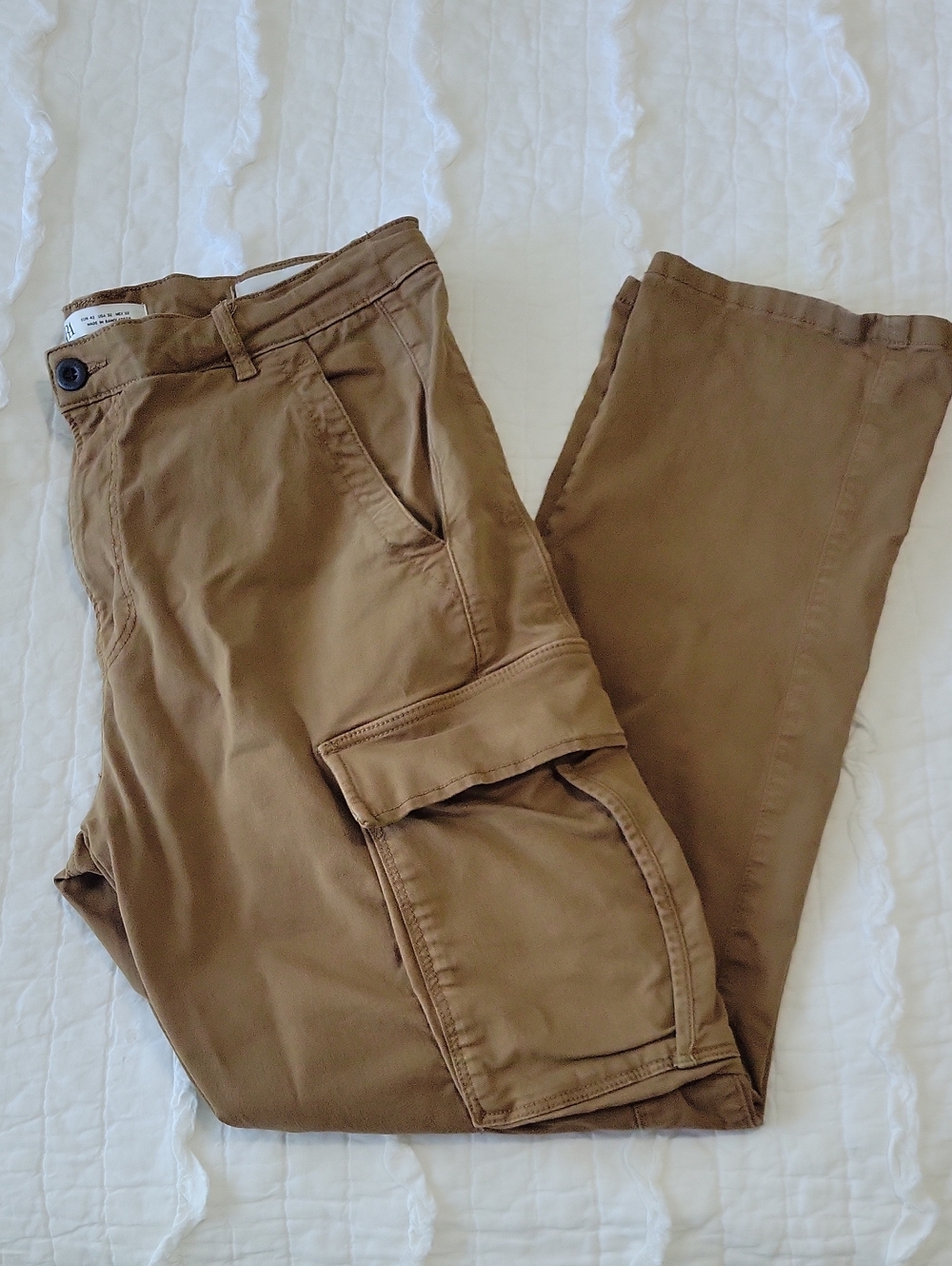 Zara Man Cargo Pants 32x30 Brown Rugged Side Leg Pockets EUC